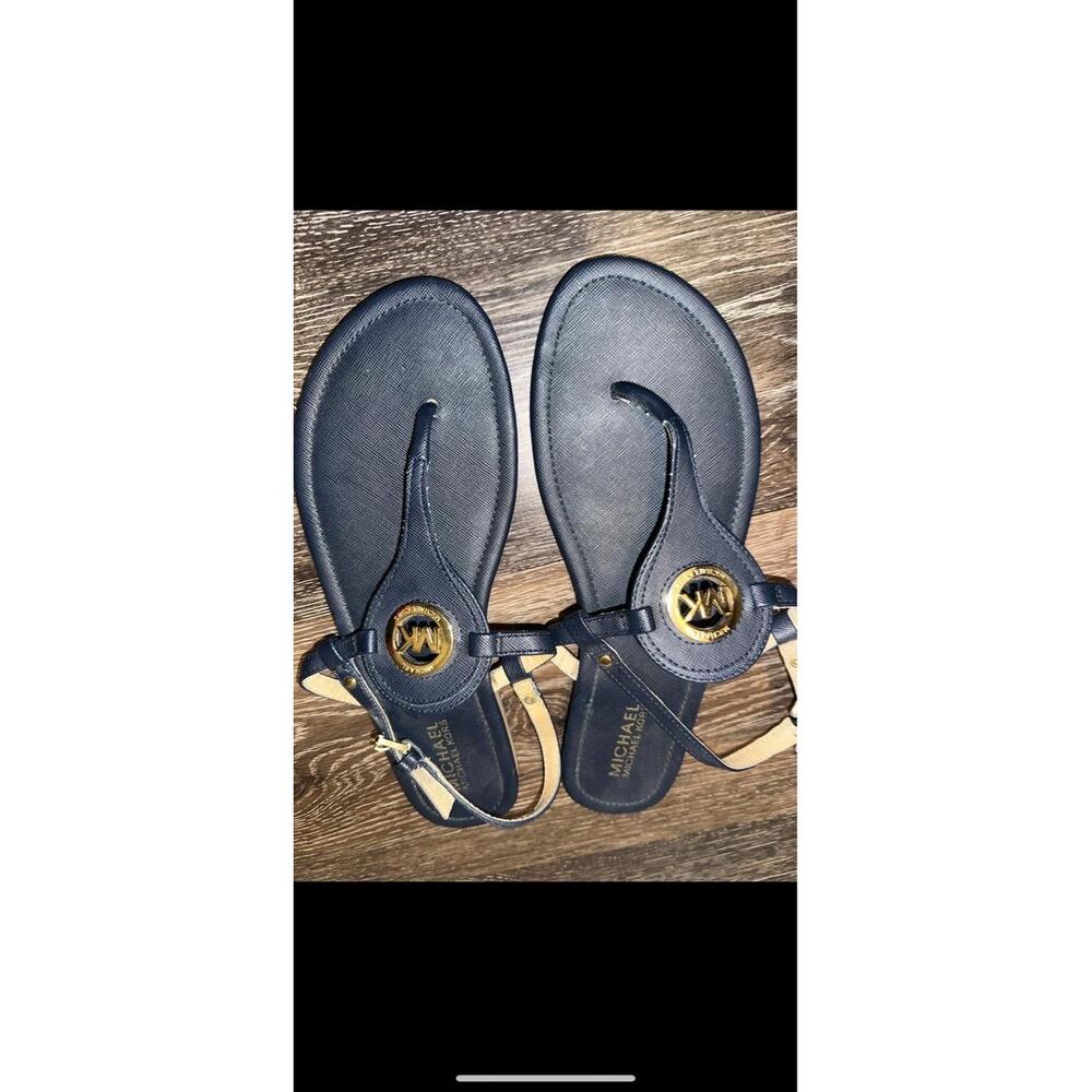 Michael Kors Navy Blue Thong Adjustable Strap Sandals Womens Size 9.5